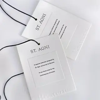 Custom Special 1mm Thick Embossed Logo White Paper Hang Tag